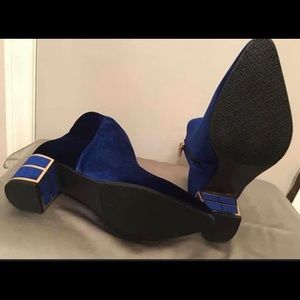 Midnight Blue Velvet Bootie